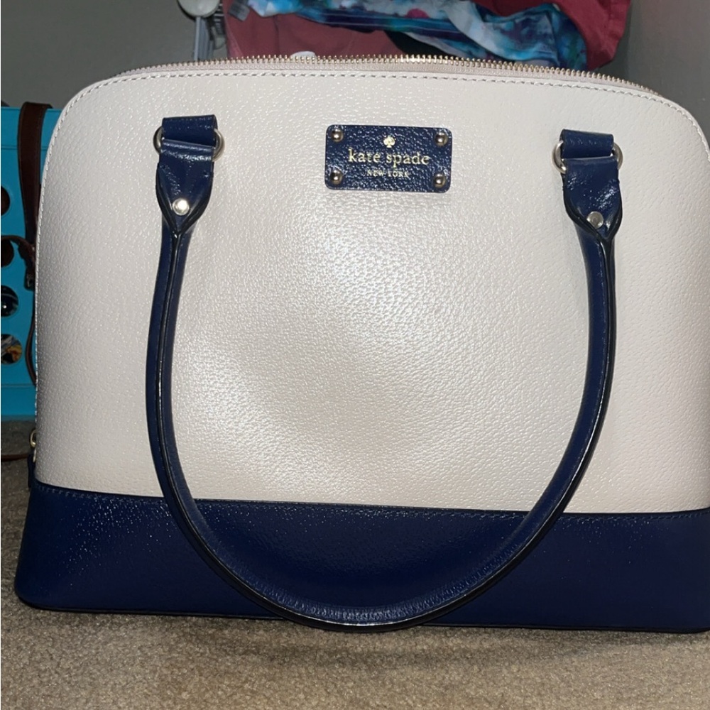 Kate Spade Navy and White Satchel